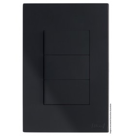 Conjunto Interruptor Triplo (1 Simples + 2 Paralelo) 4x2 - RECTA PRETO BLACK SATIN FOSCO